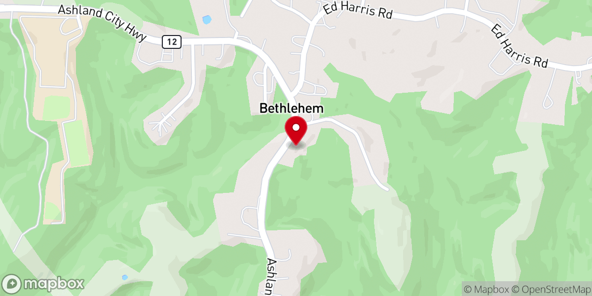 Map showing location of Church of Christ at Bethlehem