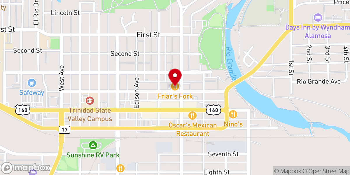 Map showing location of The Friar's Fork & Sanctuary