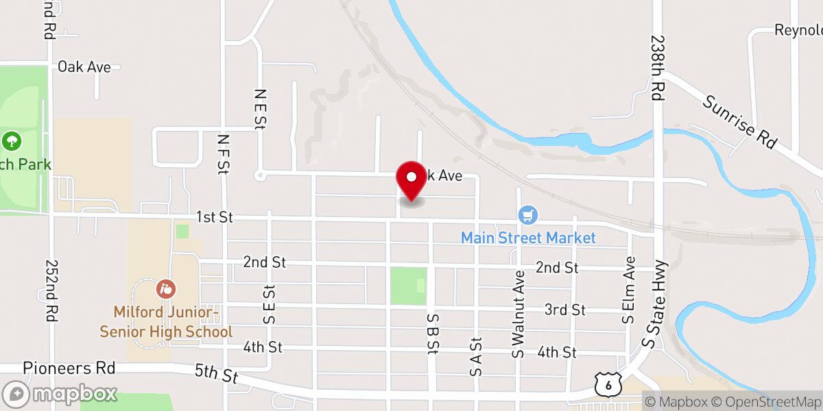Map showing location of Milford Fire Department