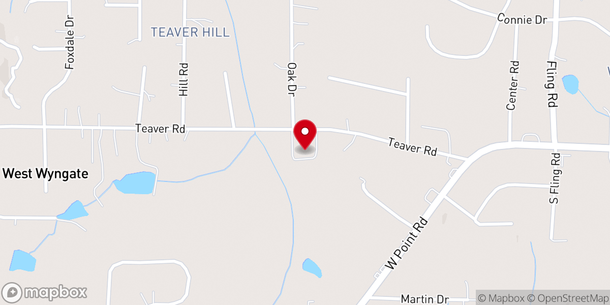 Map showing location of Teaver Road Baptist Church