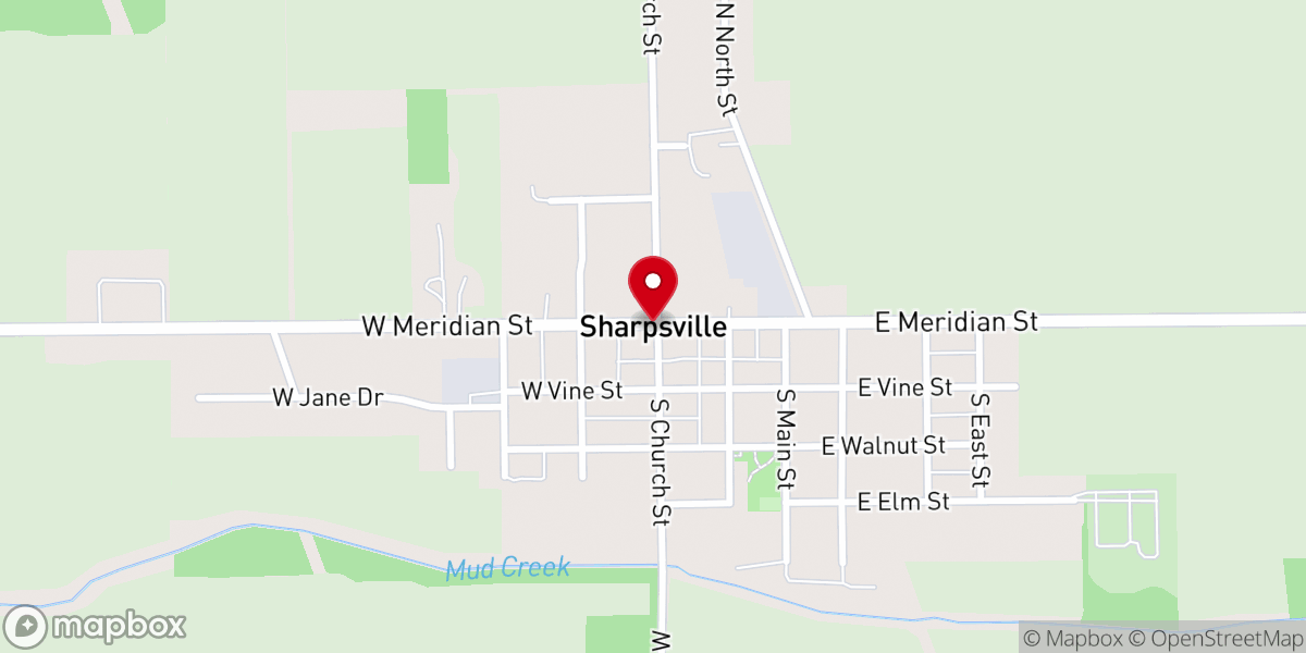 Map showing location of Sharpsville
