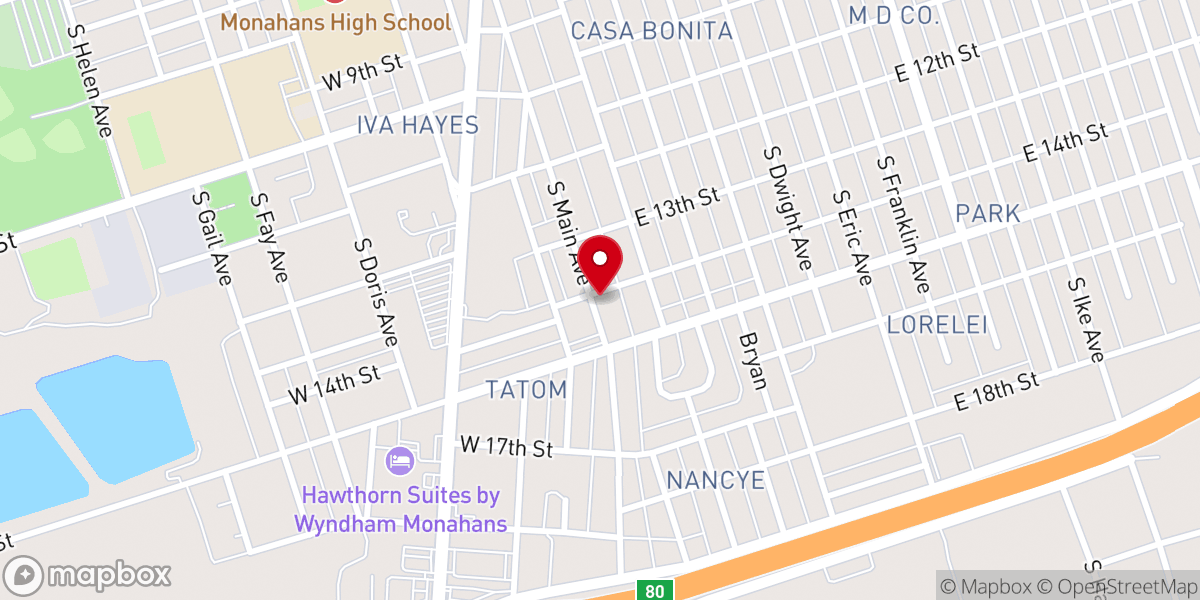 Map showing location of Southside Baptist Church