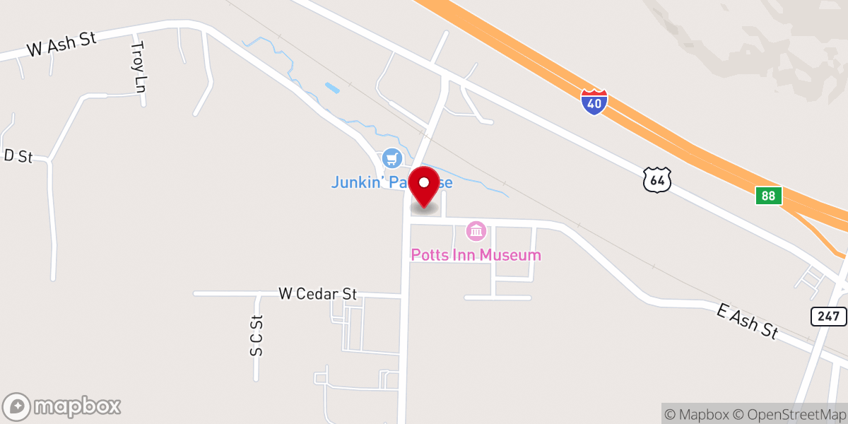 Map showing location of Pottsville Community Pantry