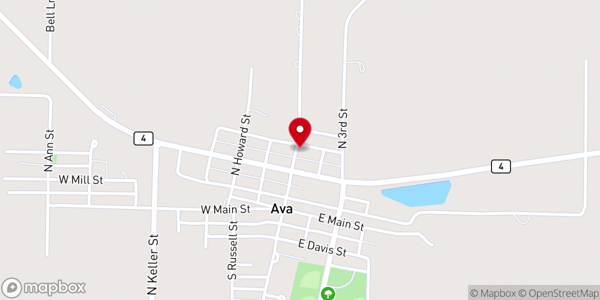 Map showing location of Ava Missionary Baptist Church