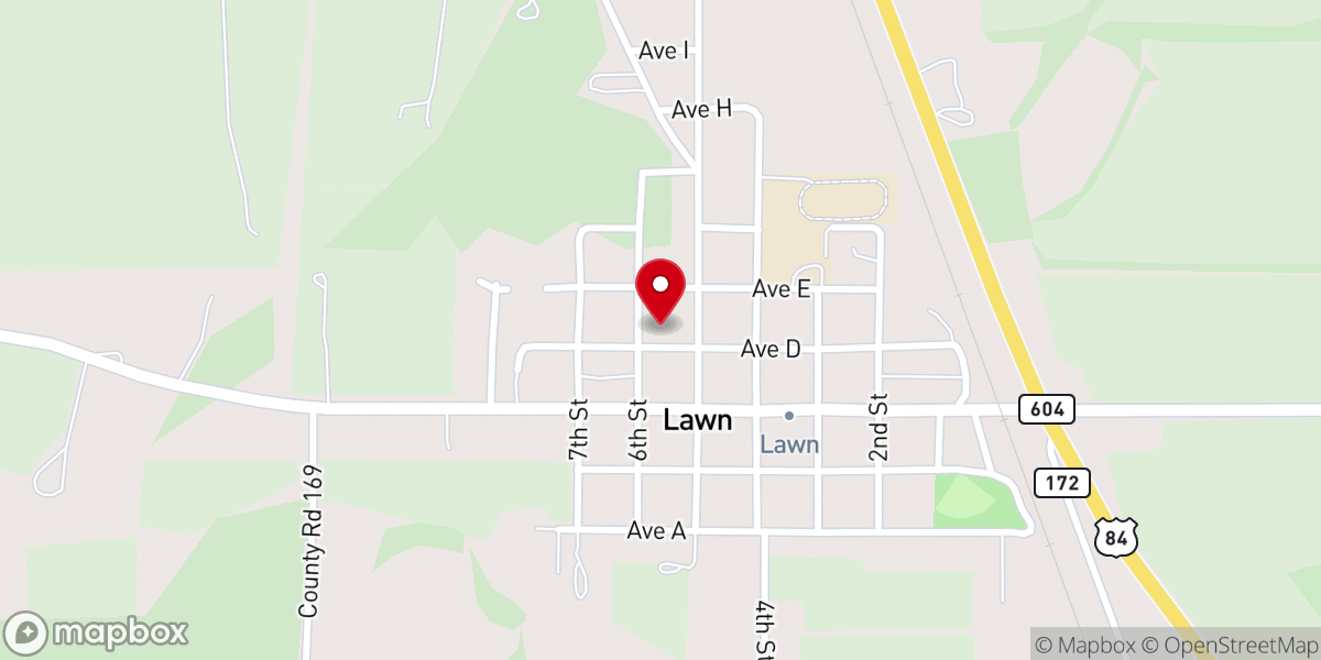 Map showing location of Lawn Baptist Church