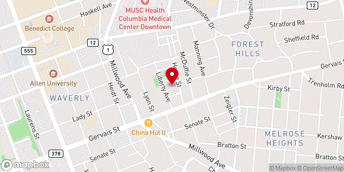 Map showing location of Friendship Baptist Church