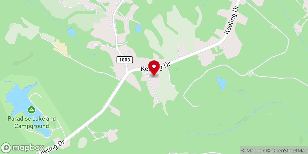 Map showing location of Keeling Baptist Church
