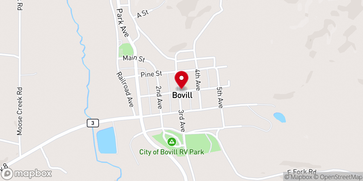 Map showing location of Latah County Mobile Pantry-Bovill