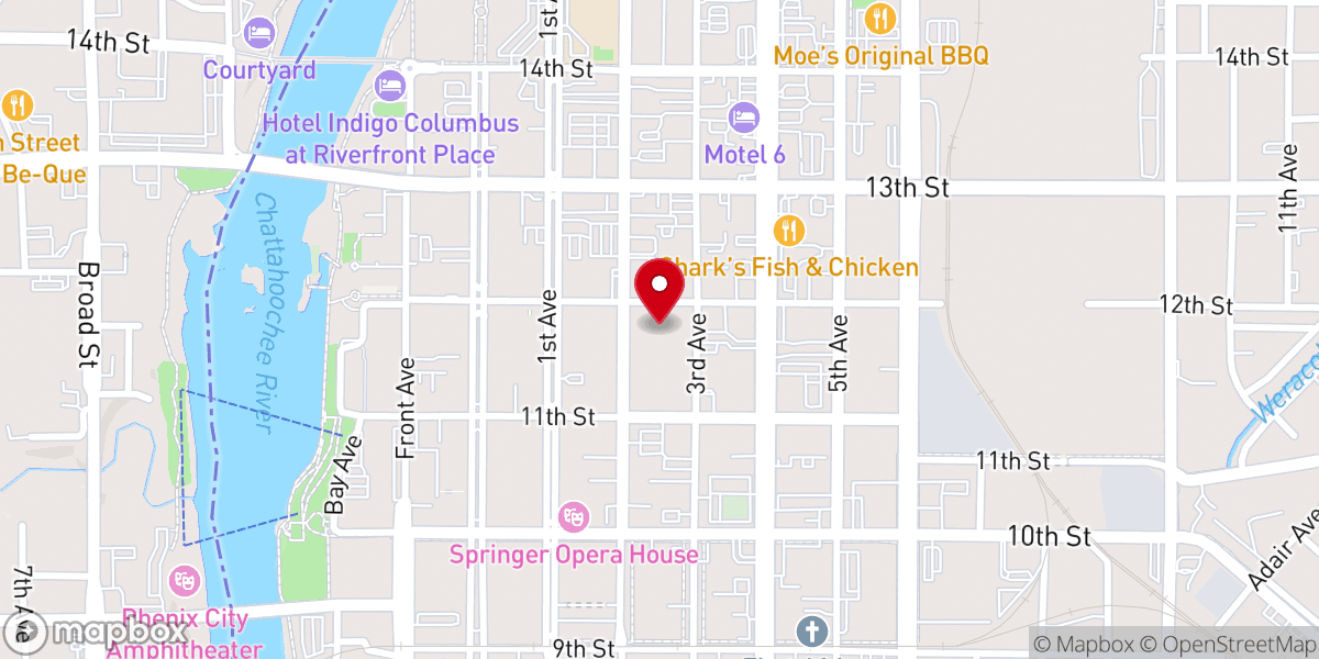 Map showing location of First Baptist Church-Columbus