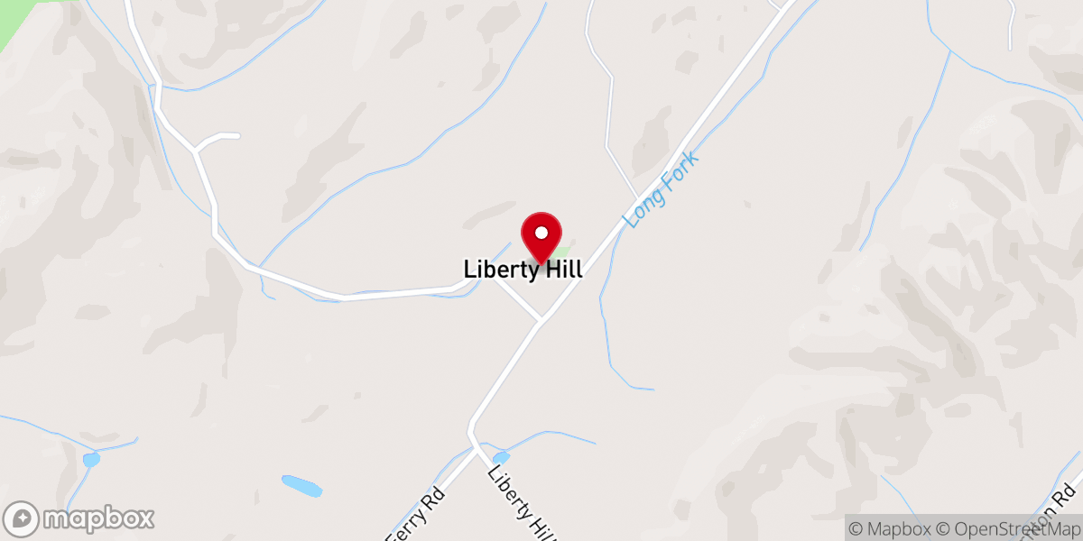 Map showing location of Liberty Hill United Methodist Church