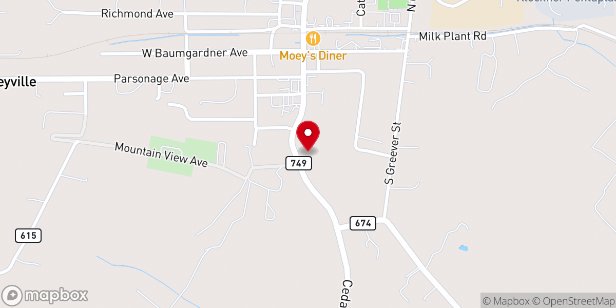 Map showing location of Grace Lutheran Church, Rural Retreat Lutheran Parish