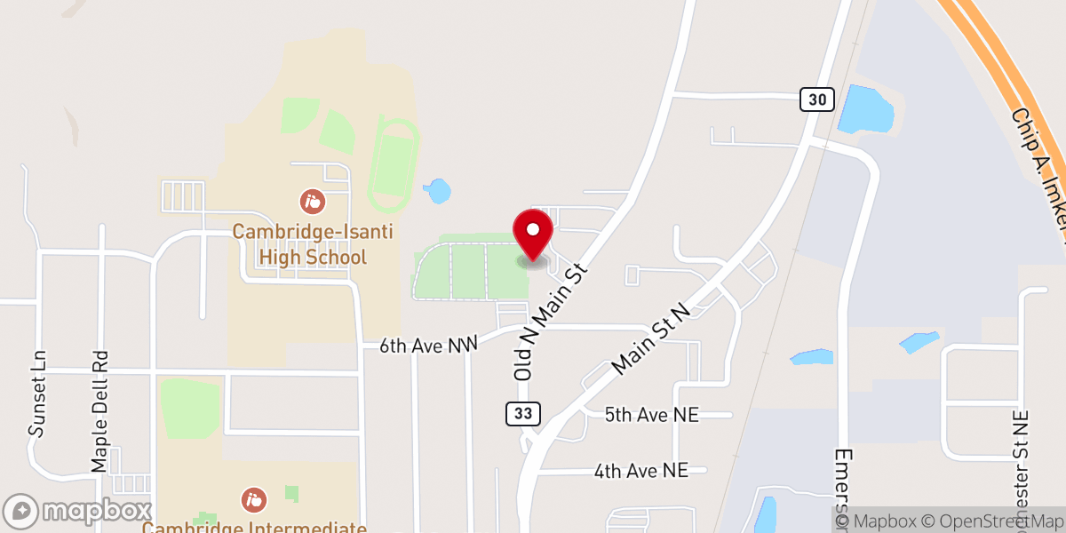 Map showing location of Redeemer Lutheran Church of Isanti County Minnesota