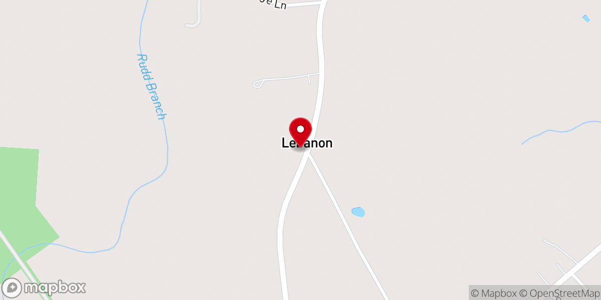 Map showing location of Lebanon Church