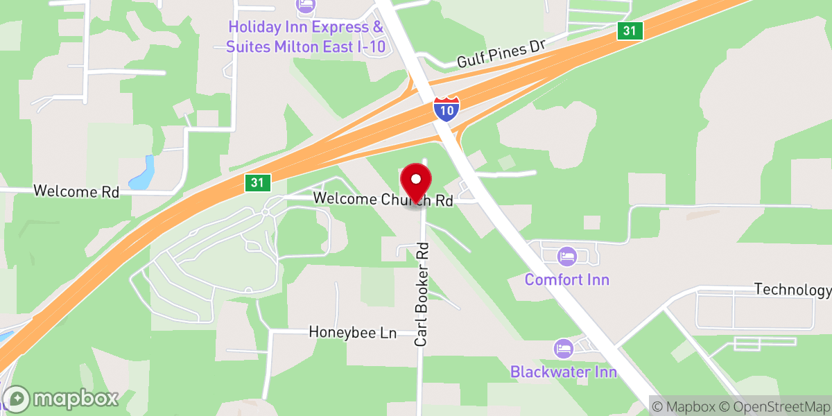 Map showing location of Welcome Assembly of God Church