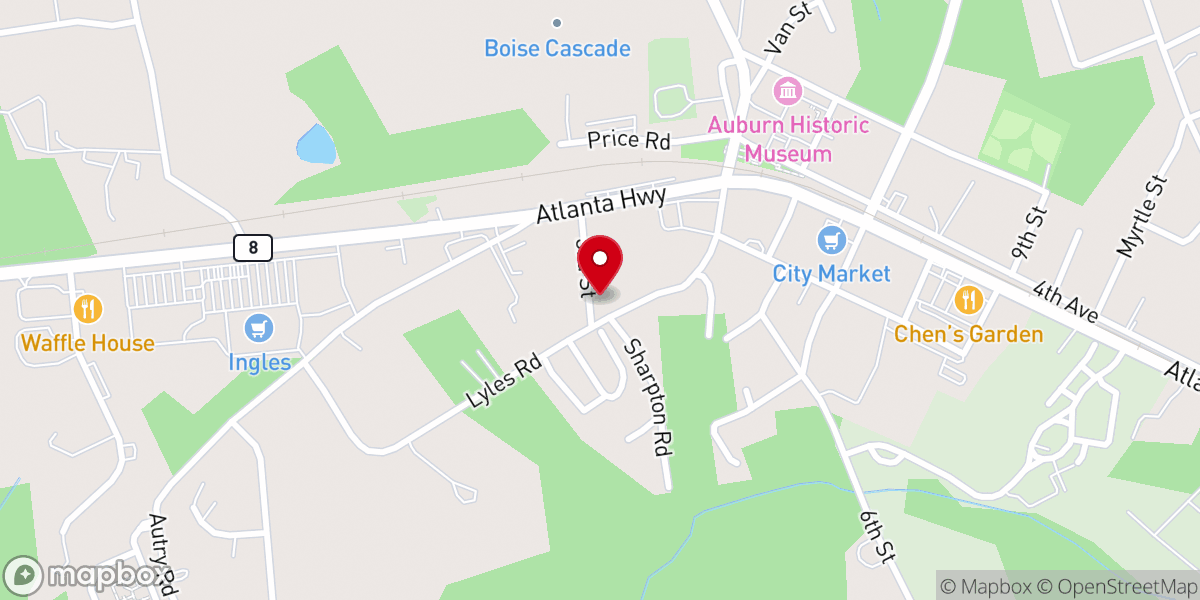 Map showing location of Auburn Church of God