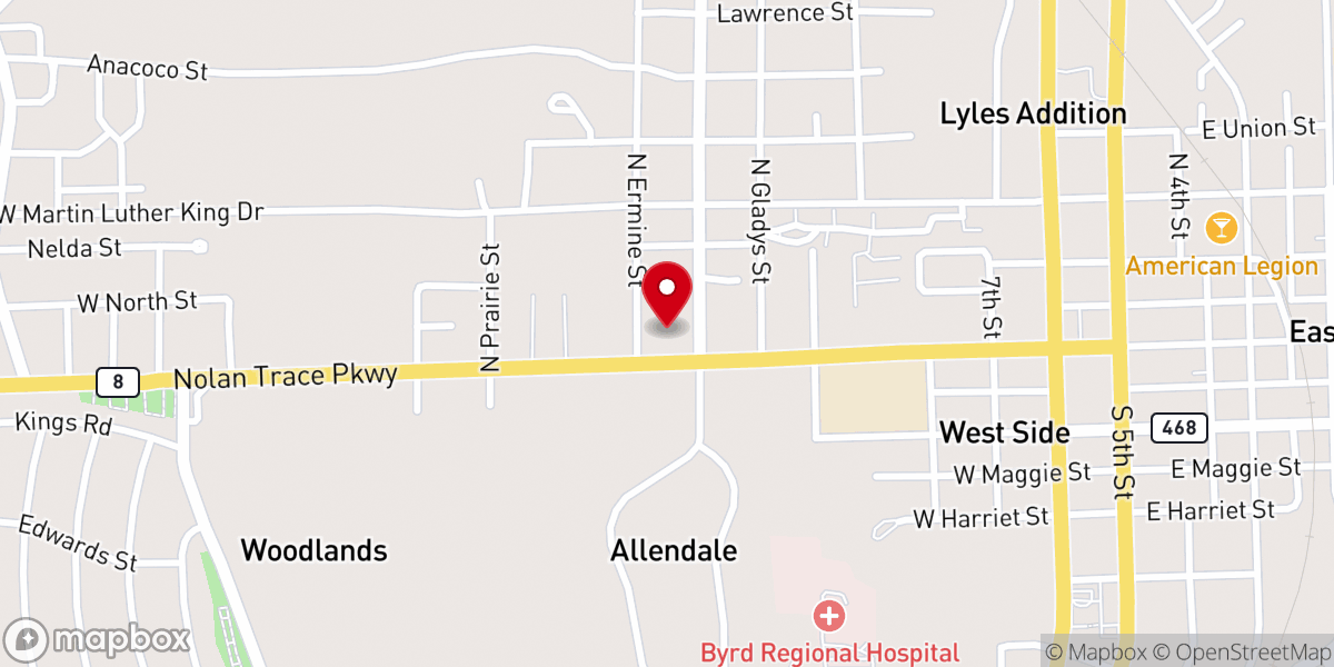 Map showing location of American Legion Post 510