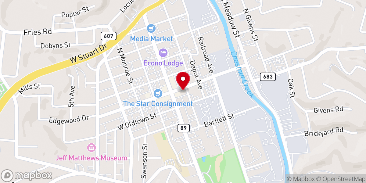 Map showing location of Rex Theater