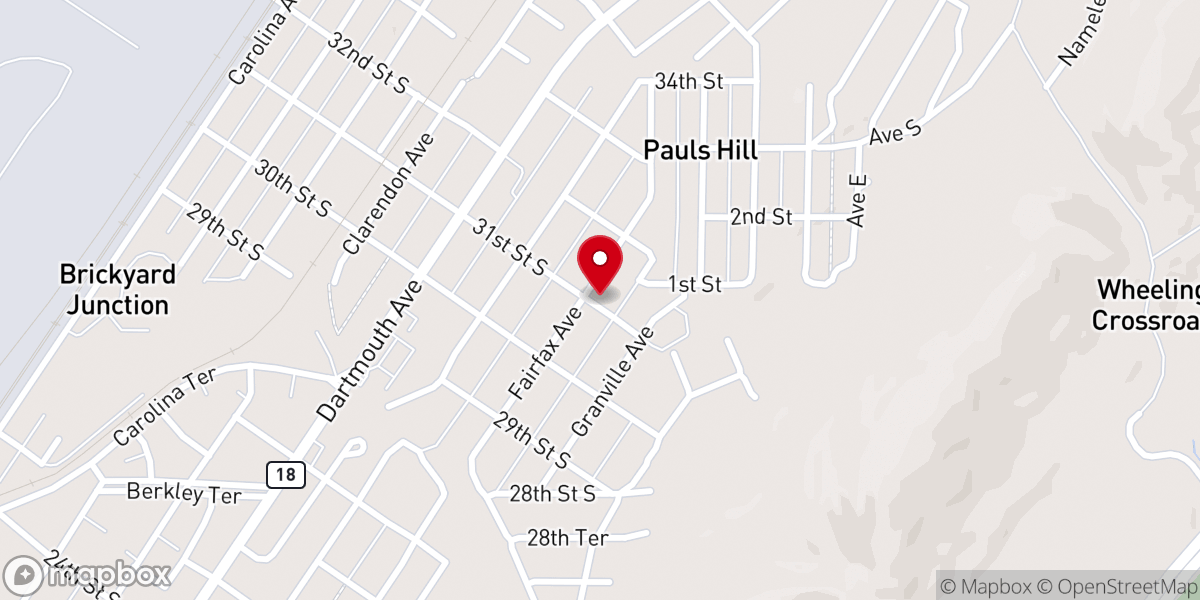 Map showing location of First Baptist East Bessemer