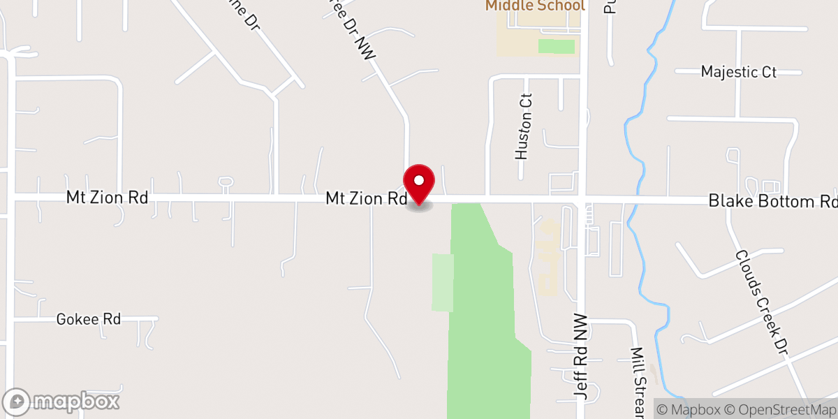 Map showing location of Mount Zion Baptist Church