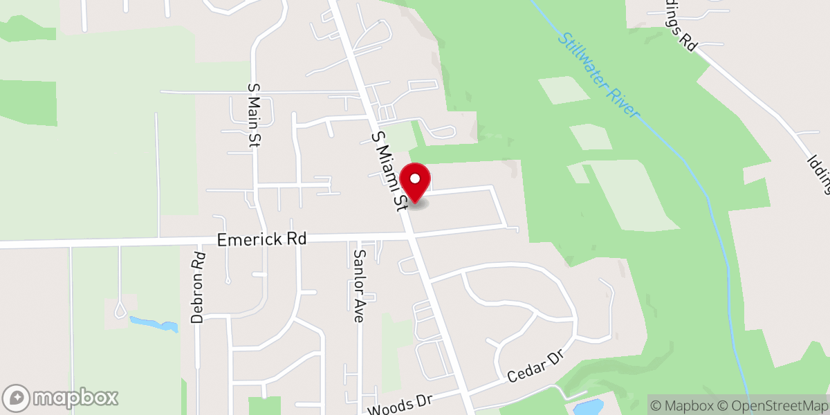 Map showing location of West Milton Baptist Church