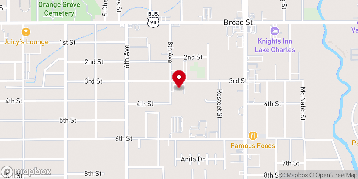 Map showing location of Calcasieu Parish Administration Office