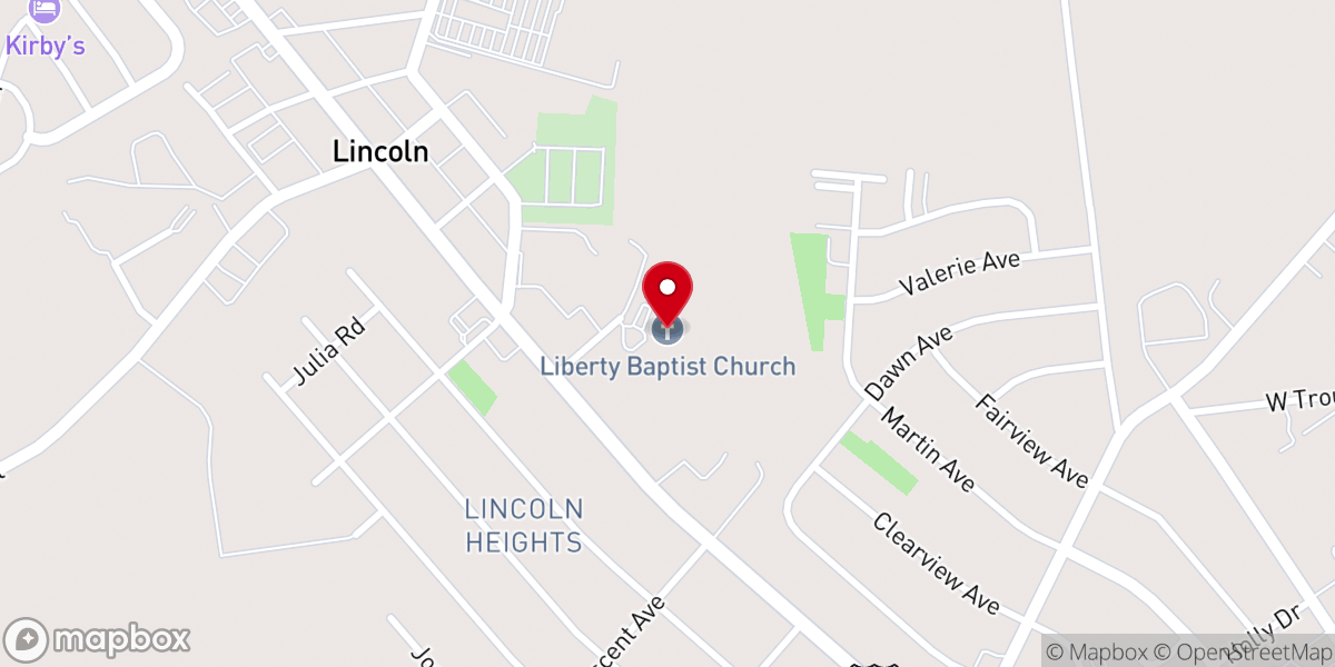 Map showing location of Liberty Baptist Church