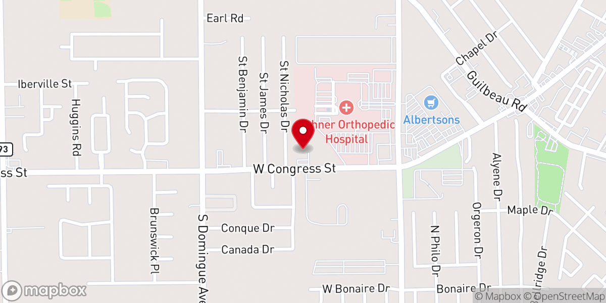 Map showing location of Southside Bible Chapel
