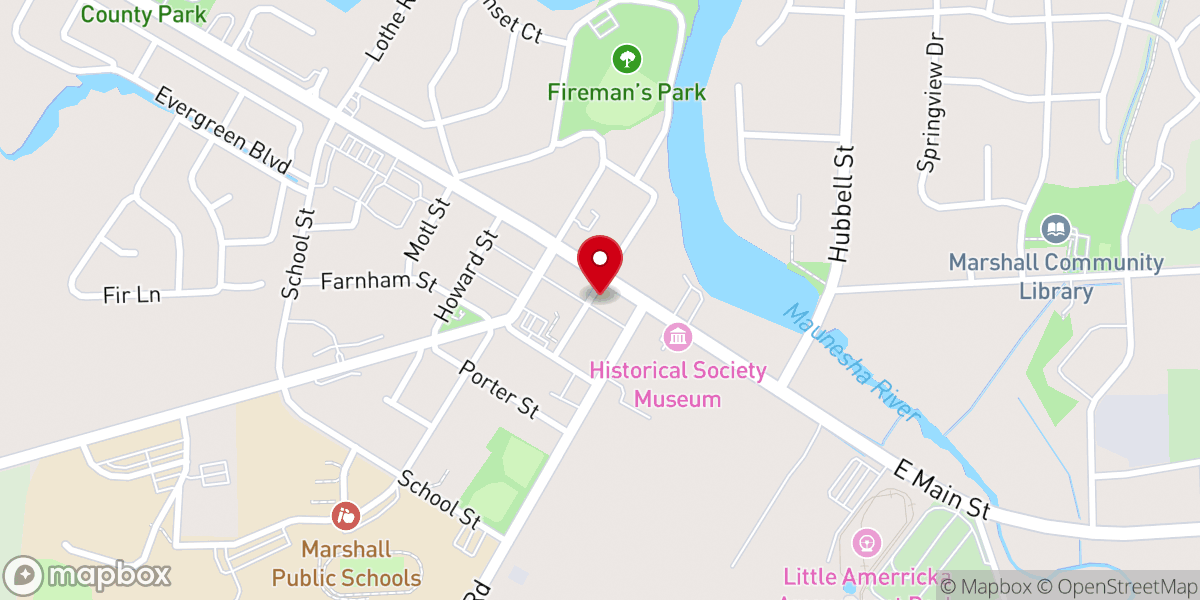 Map showing location of Marshall Baptist Church