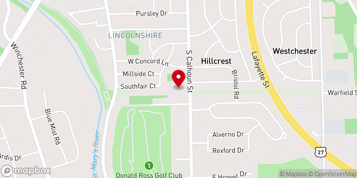 Map showing location of Vineyard Church of Fort Wayne Inc