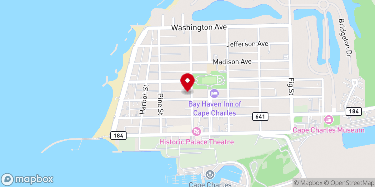 Map showing location of Cape Charles Presbyterian Church