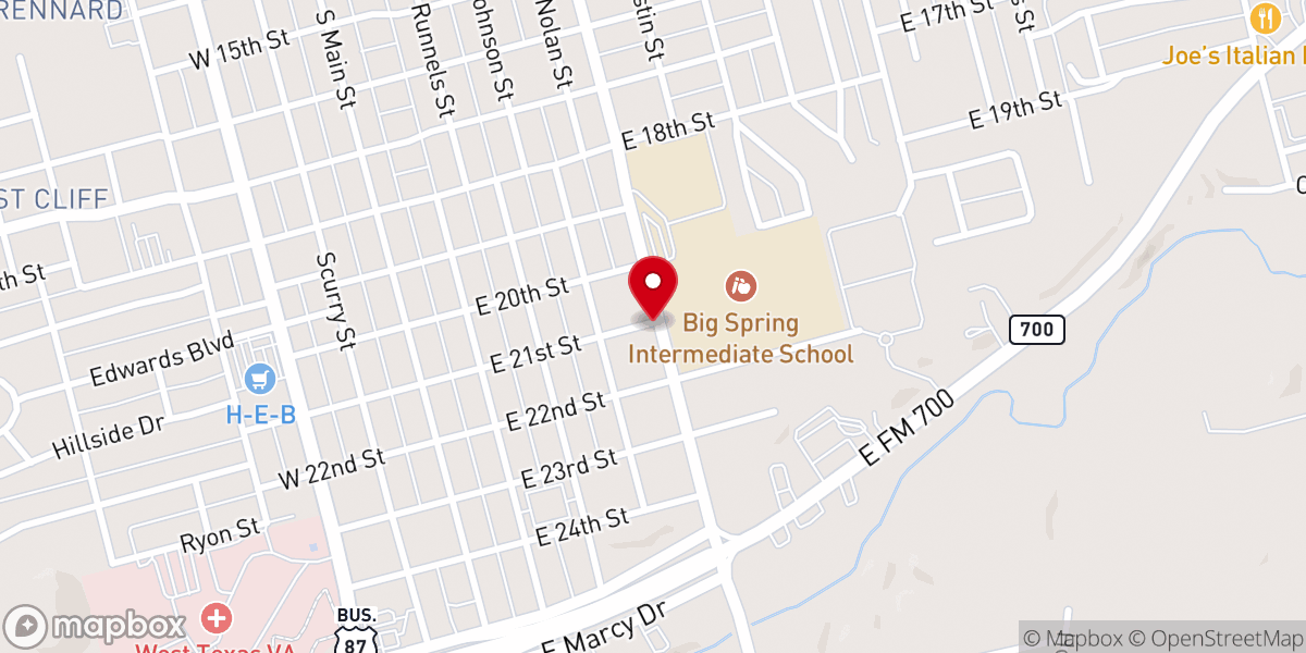 Map showing location of Assembly of God Church Evangel Temple