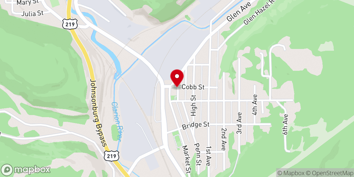 Map showing location of Johnsonburg