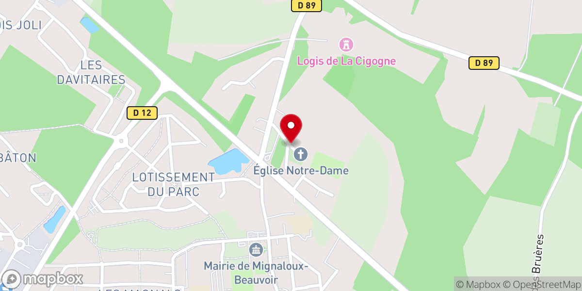 Map showing location of Église de Mignaloux-Beauvoir