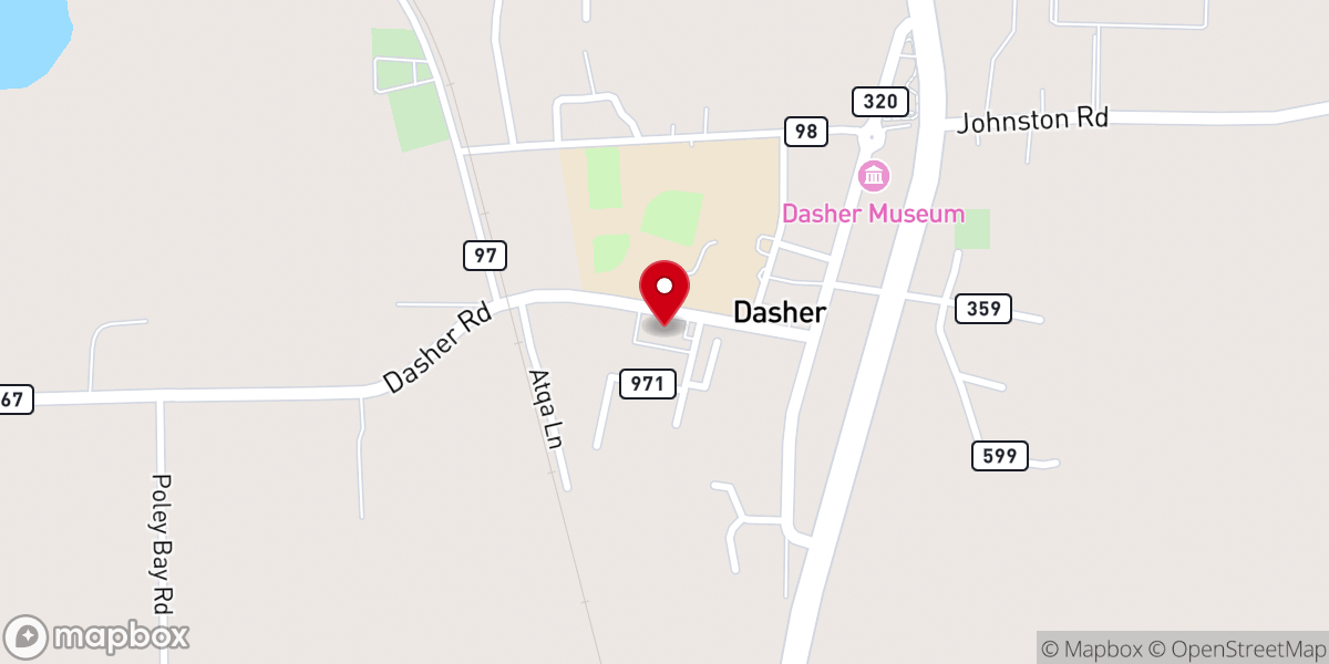 Map showing location of Dasher Church of Christ