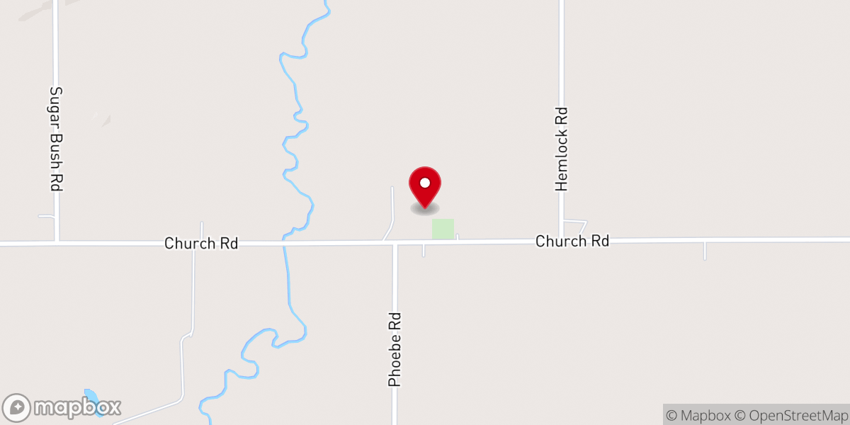 Map showing location of St. John Lutheran Church, Birnamwood, WI