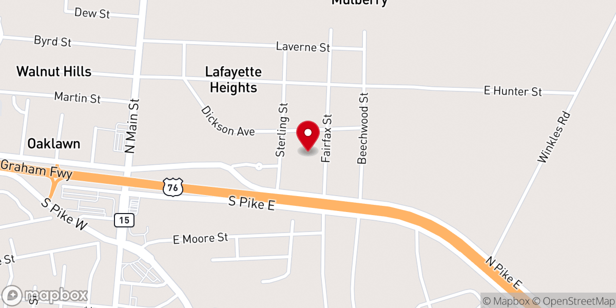 Map showing location of Harmony Church