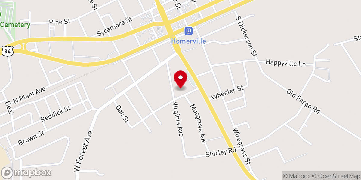 Map showing location of Gospel Tabernacle Church