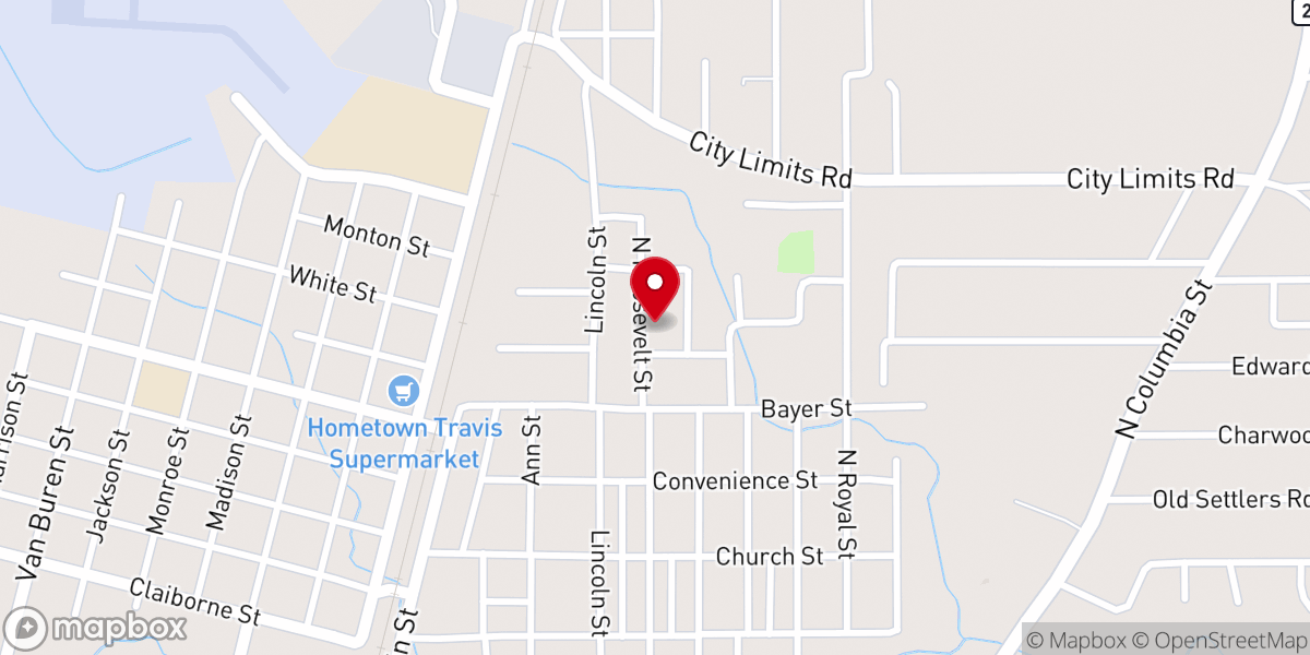 Map showing location of Sweet Beluah Baptist Church