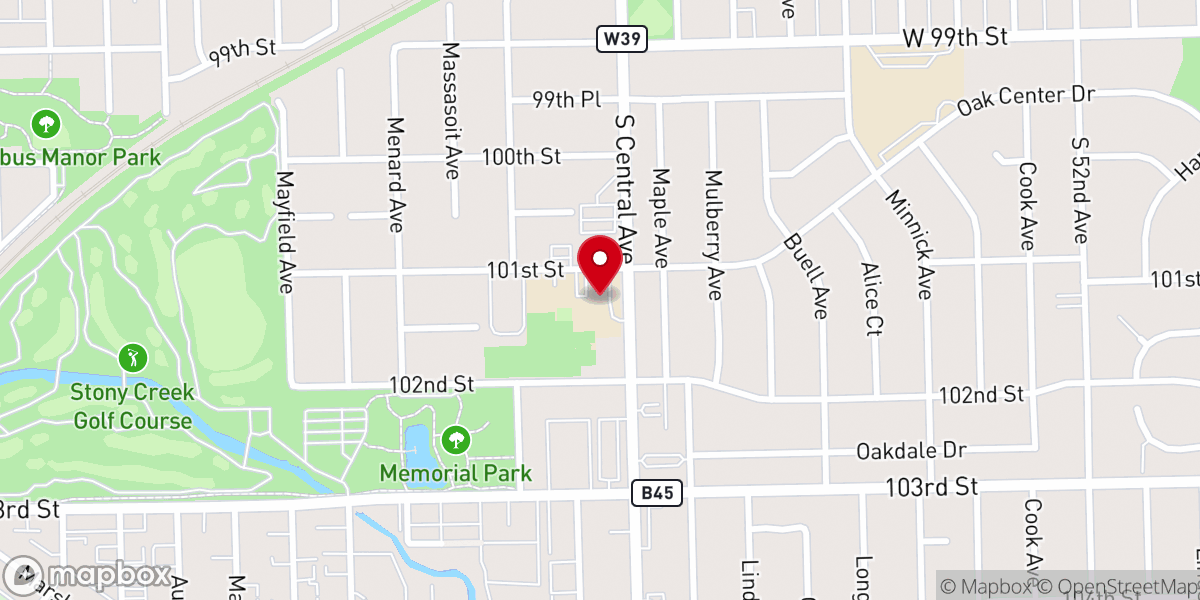 Map showing location of South Side Baptist Church