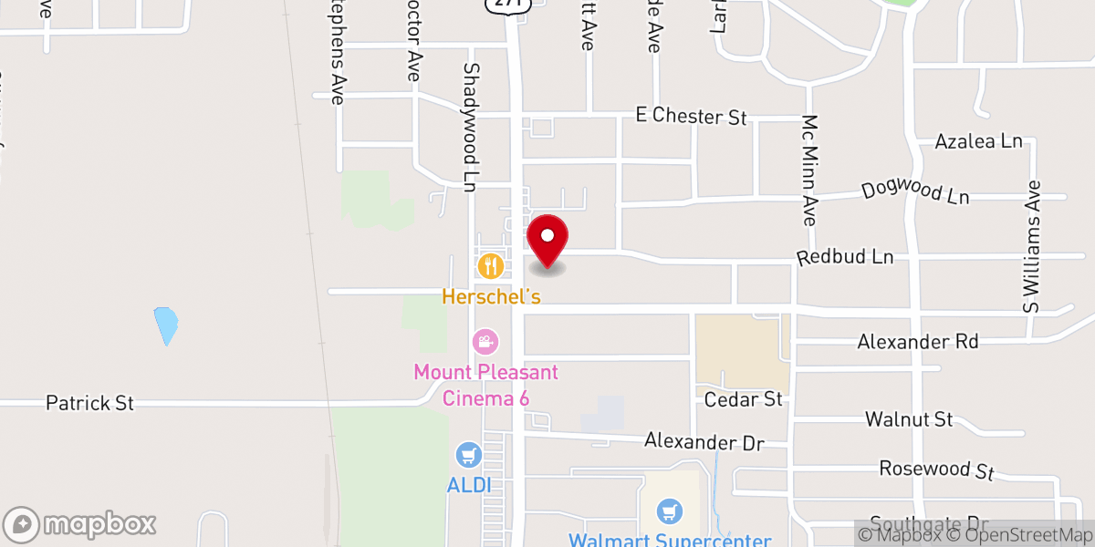 Map showing location of South Jefferson Baptist Church