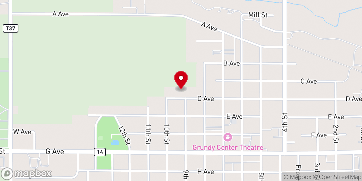 Map showing location of Grundy Center First Presbyterian Church