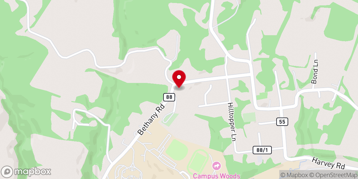 Map showing location of West Liberty Christian Church