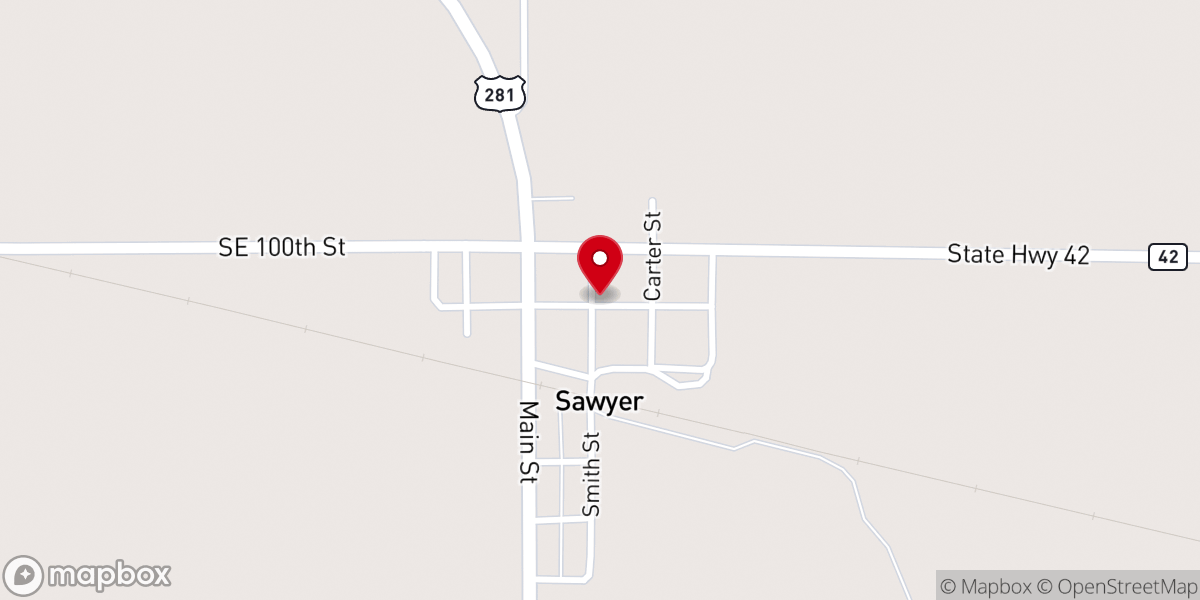 Map showing location of Sawyer Christian Church