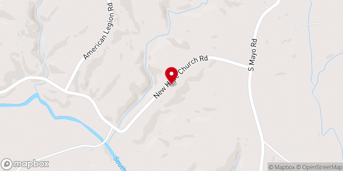 Map showing location of New Hope Baptist Church