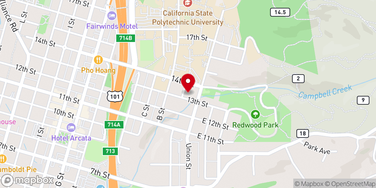 Map showing location of Arcata Church of the Nazarene