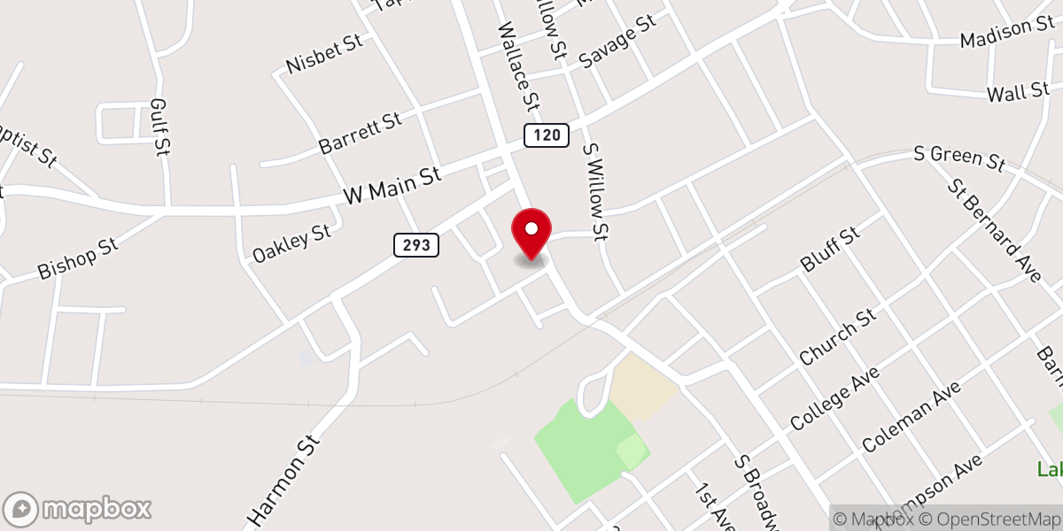 Map showing location of First Baptist Church