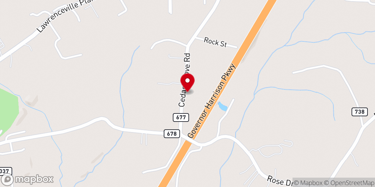 Map showing location of Cedar Grove Baptist Church
