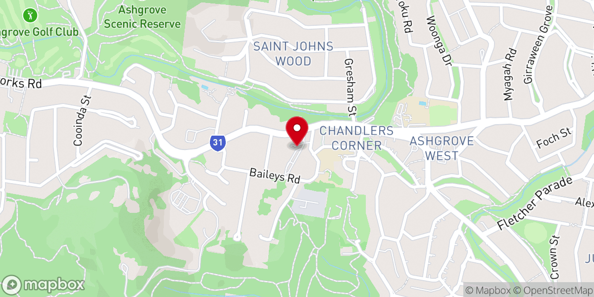 Map showing location of Ashgrove Baptist Church