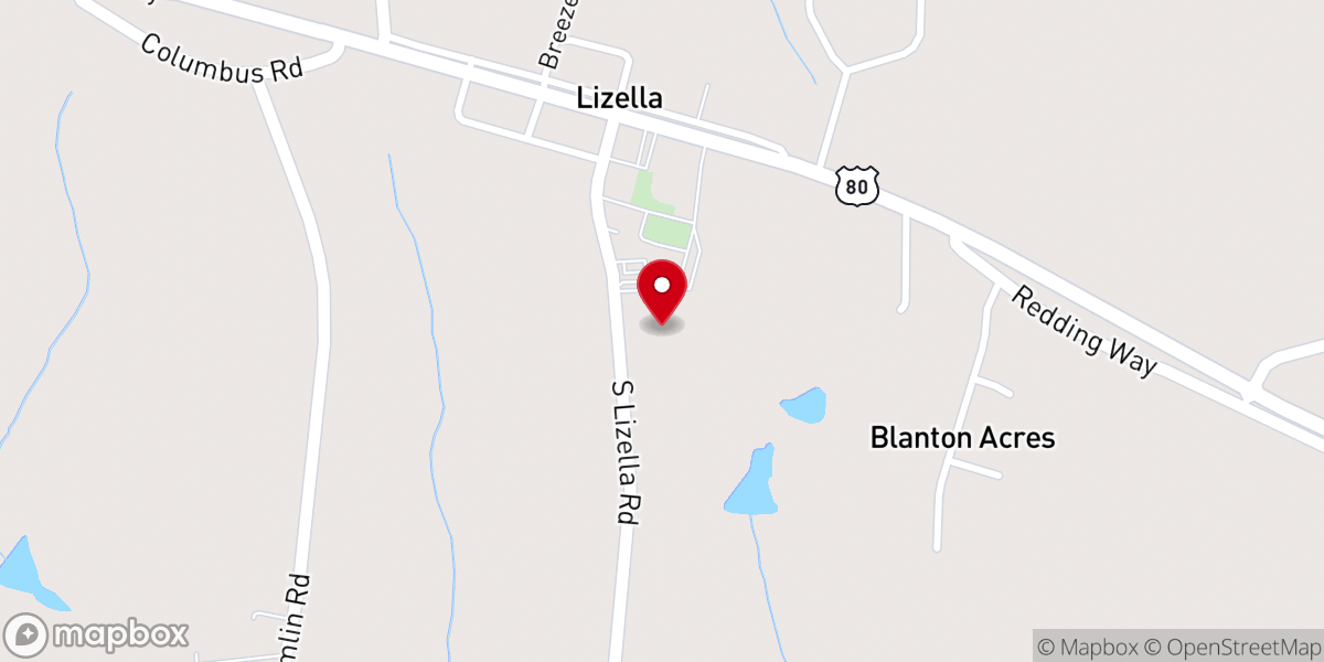 Map showing location of Lizella Church of Christ