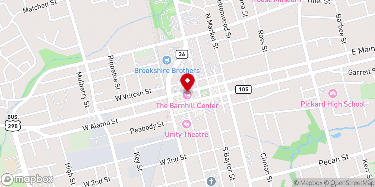 Map showing location of The Barnhill Center at Historic Simon Theatre